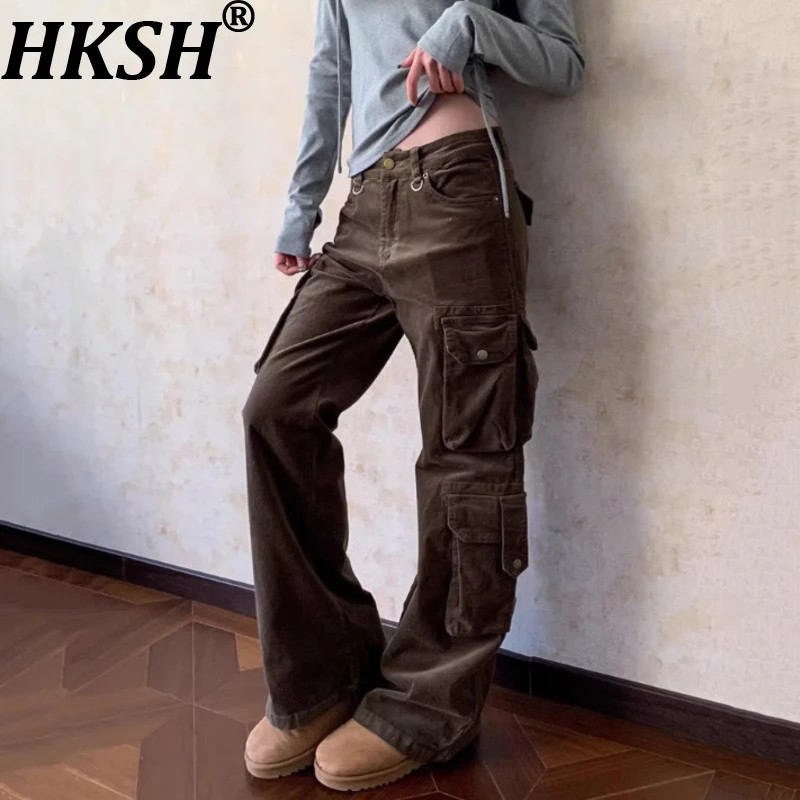 

Женские брюки HKSH в американском ретро-стиле Y2K с множеством карманов, облегающие, в стиле сафари, универсальные, для уличной моды, трендовые, весна-осень HK20450