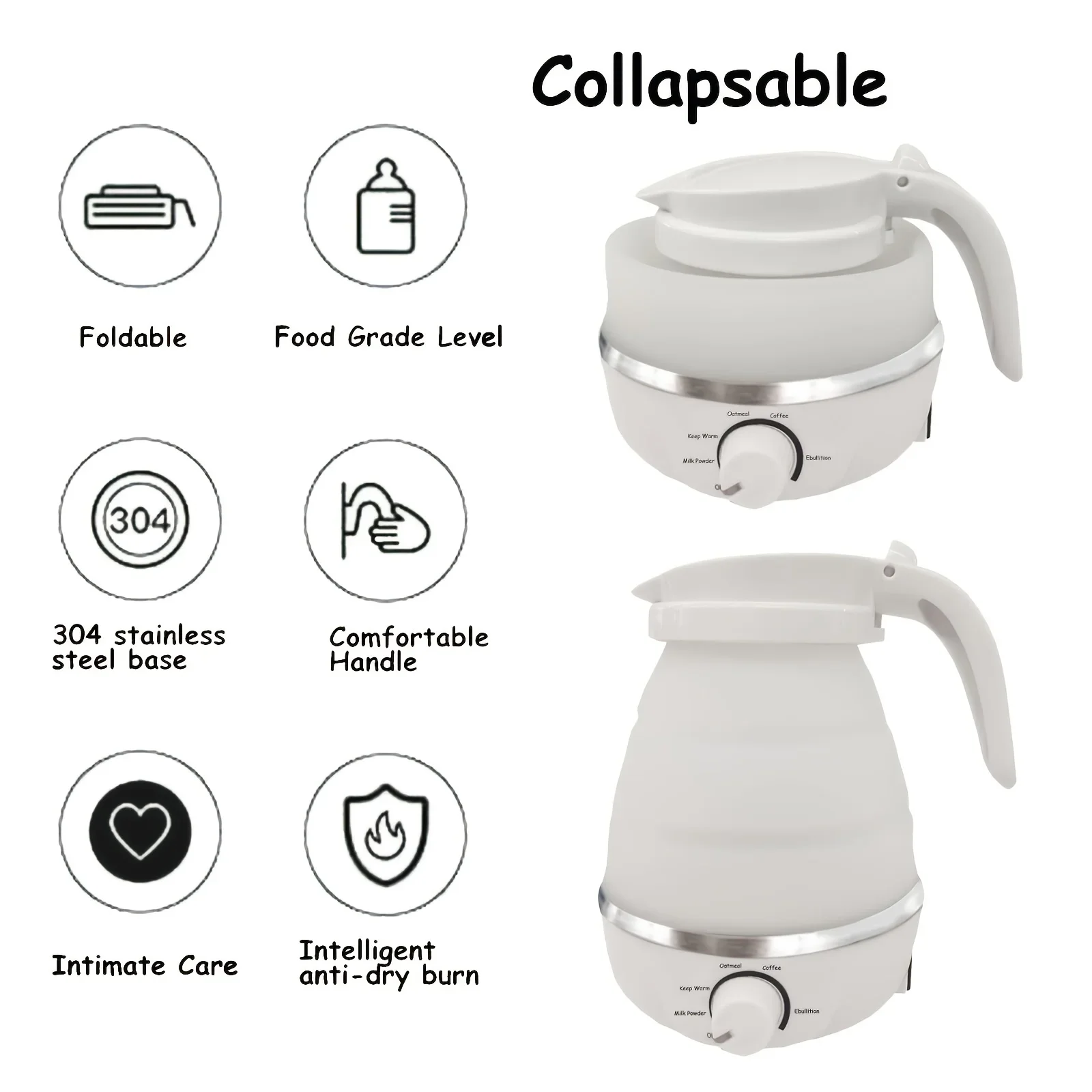 Foldable And Portable Teapot Water Heater 0.6L 600W 110/220V Electric Kettle For Travel And Home Tea Pot Water Kettle Silica Gel