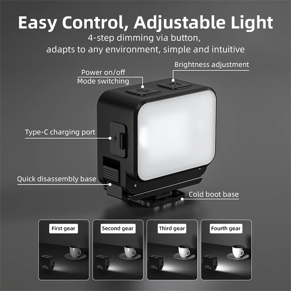 Magnetisch Quick Release-invullicht voor DJI Action5/Action4 3-kleuren IPX4 waterdichte koude schoen en 1/4 schroefbevestiging
