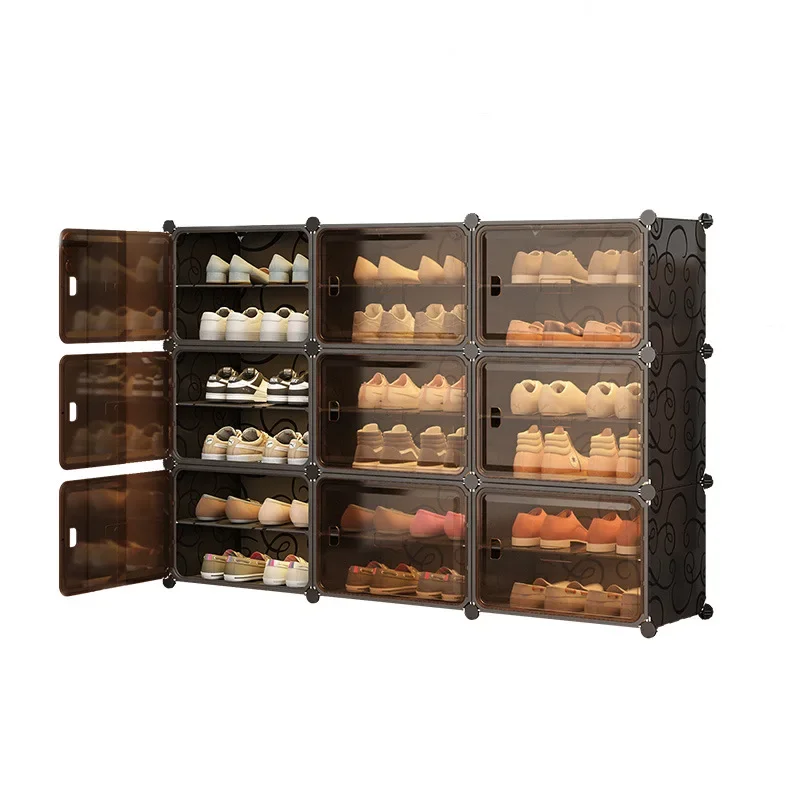 

Simple shoe cabinet household door shoe rack dust storage box artifact space saving transparent Internet celebrity shoe box