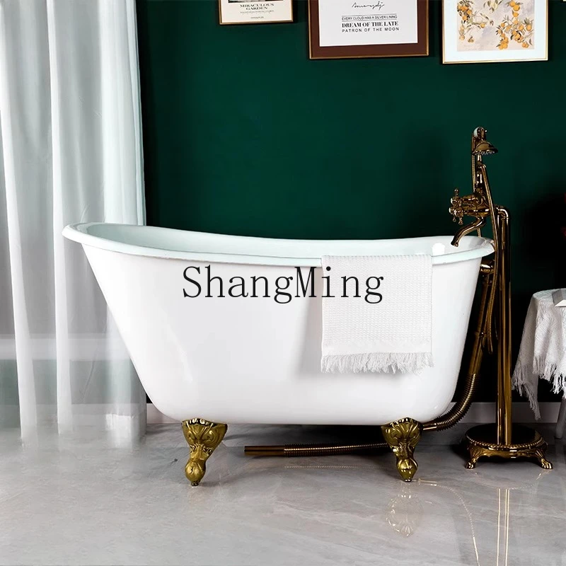 

HJ deep foam household small apartment adult cast iron enamel ceramic mini bath retro bathtub
