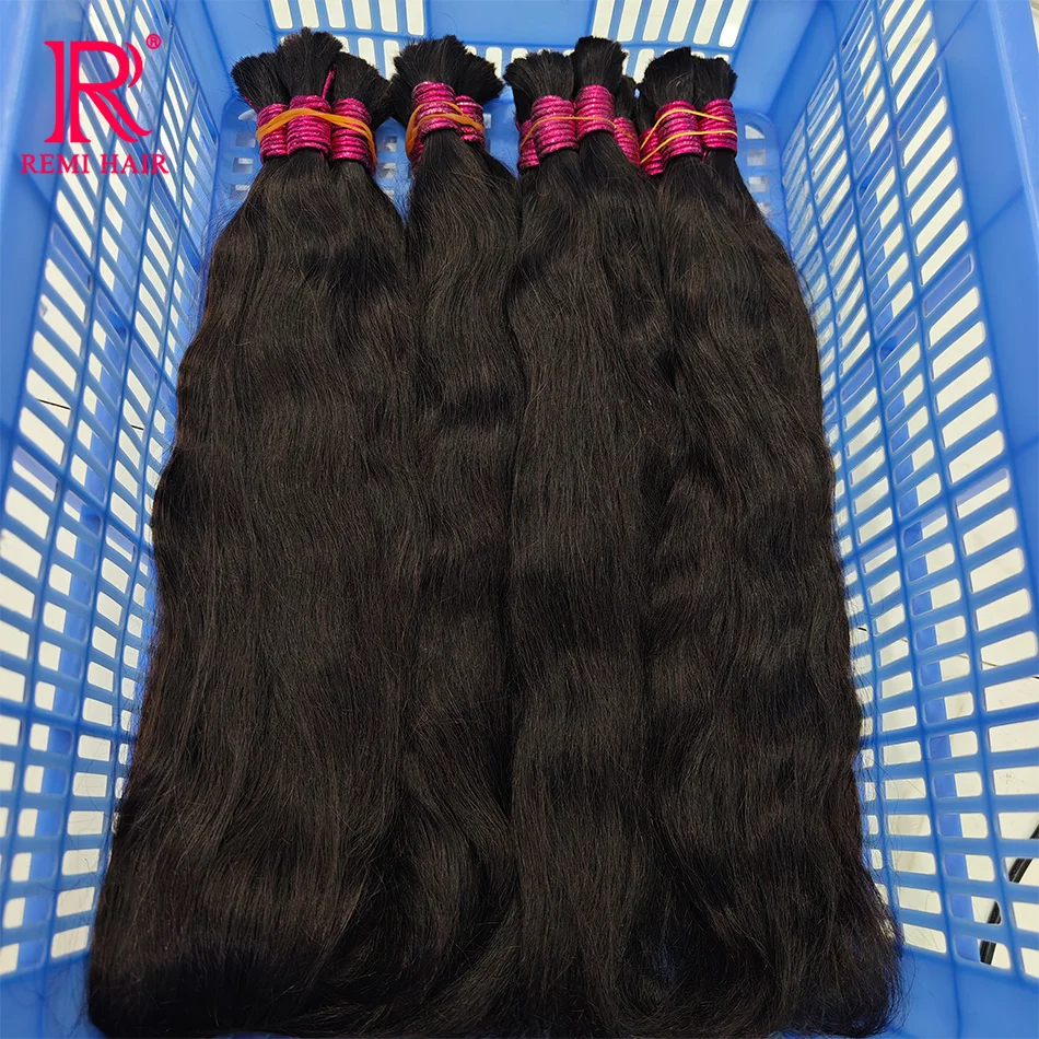 Unprocessed 100% Real Hair Bulks Indian Hair No Weft Natural Wavy Human Hair Extensions Original Weaving Hair for Braiding