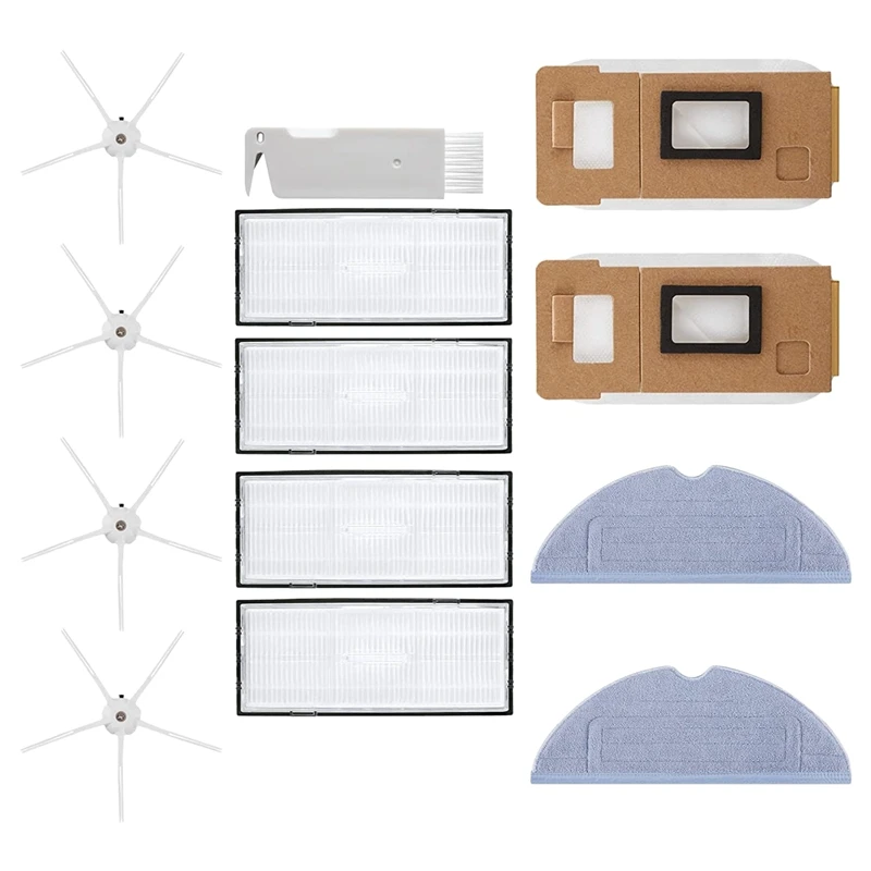 13 buah Aksesori pengganti penyaring HEPA sisi disikat pel kantong debu untuk Xiaomi Roborock S7 T7S T7S Robot penyapu lantai