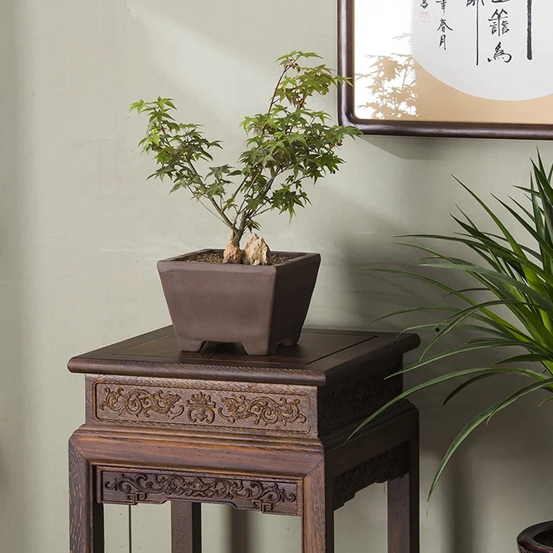 Carved Solid Wood Living Room Side Table Flower Stand Door Frame Bonsai Stand Indoor Flower Pot Rack1 image 4