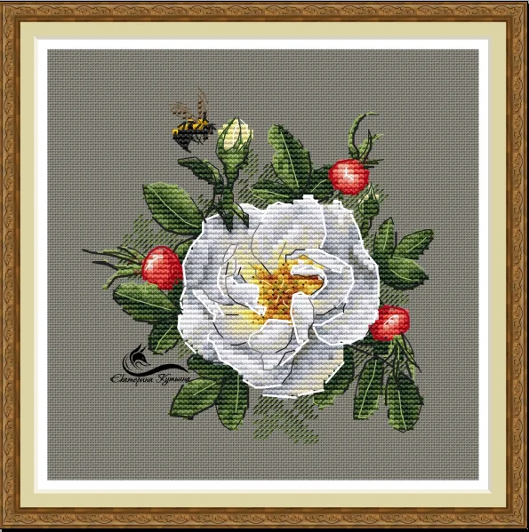 A White Rose 23-23 Canvas Cross Stitch Embroidery Set Hobby Magic Room Decor Design  