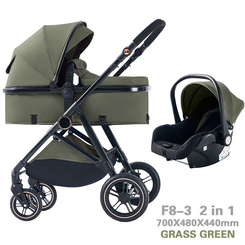 Picture 3: Two-way high landscape four-wheel baby stroller can sit and lie down foldable two-way lightweight newborn three-in-one stroller