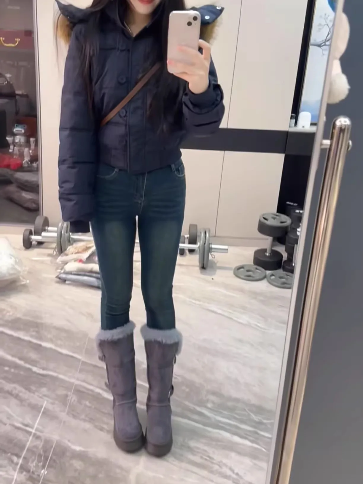 

Autumn Winter New Sle Women's Fce Lined Slim Fit Jeans High Waist Cotton Stretch Denim Bootcut Pants Warm Butt Lifting