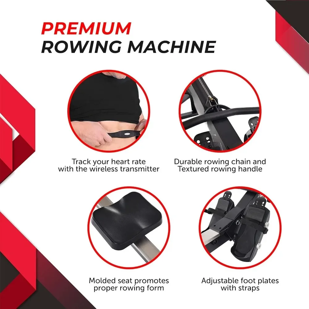 X AMRAP Foldable Rower Machine Dynamic Air Resistance Home Gym Fitness Rowing Machine with Smart Workout App