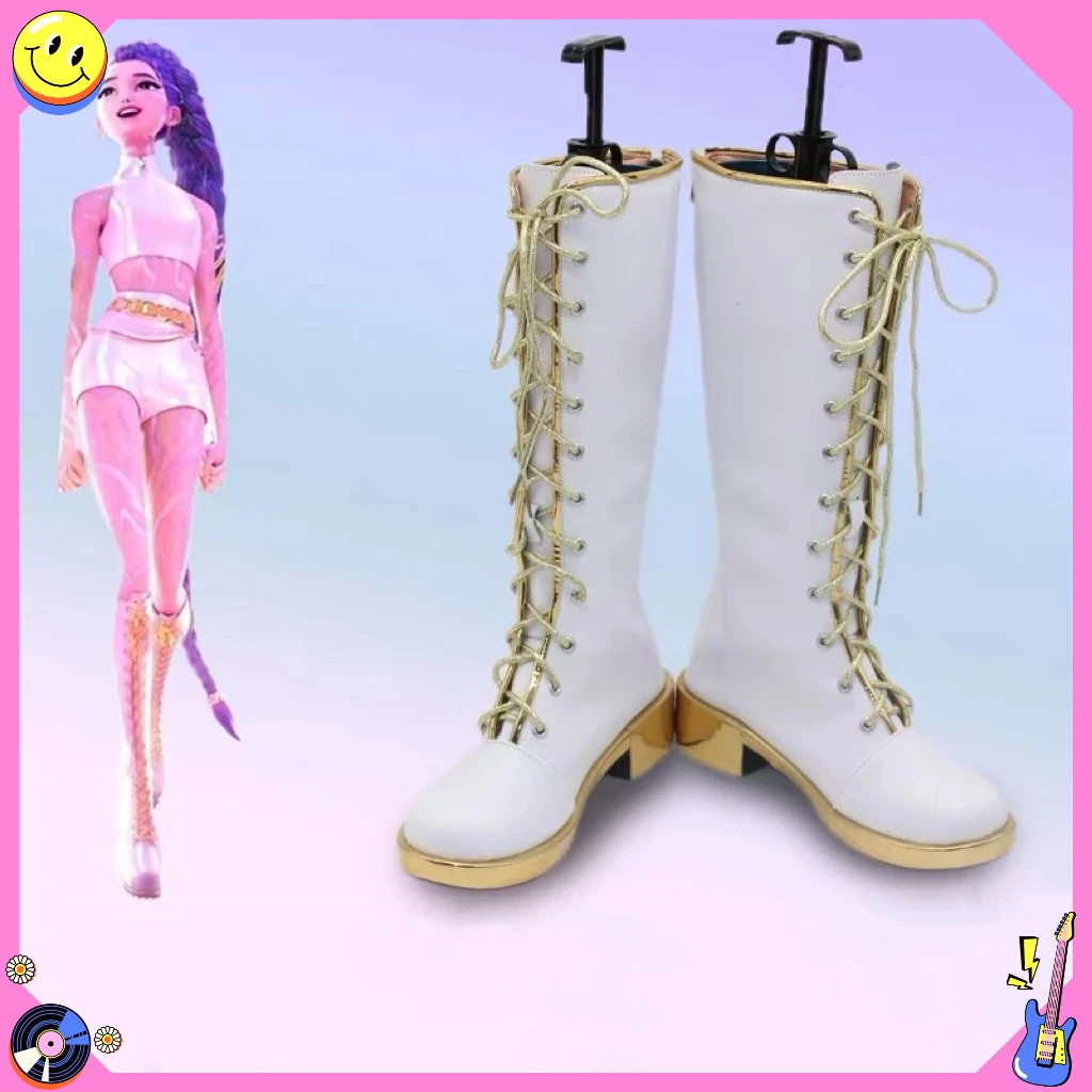 

Белые кожаные ботинки для косплея в стиле Kpop - обувь для ролевых игр в стиле комиксов на Хэллоуин