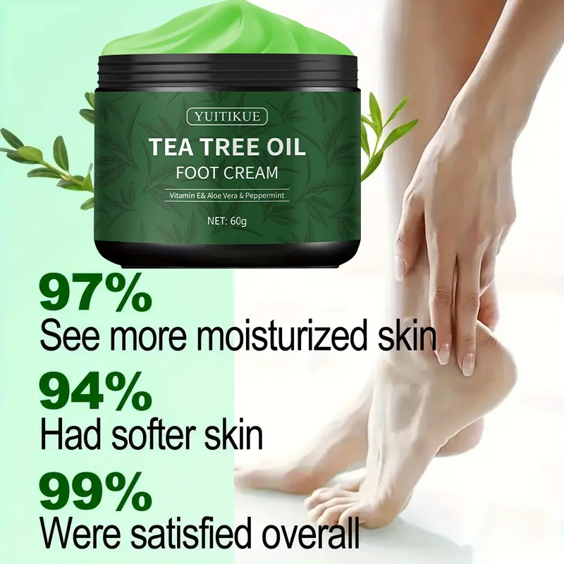YUITIKUE Tea Tree Oil Foot Cream - Vitamin E Aloe Vera Peppermint Foot Care Moisturizing Cream for Dry Feet view 6
