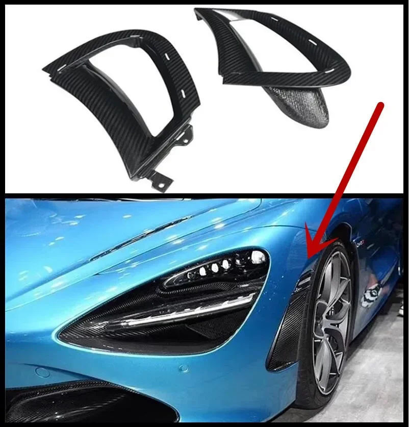 Real Carbon Fiber Side Door Vent Fender Badge Wind Knife Frame Cover For Mclaren 720S 2017 2018 2019 2020 2021