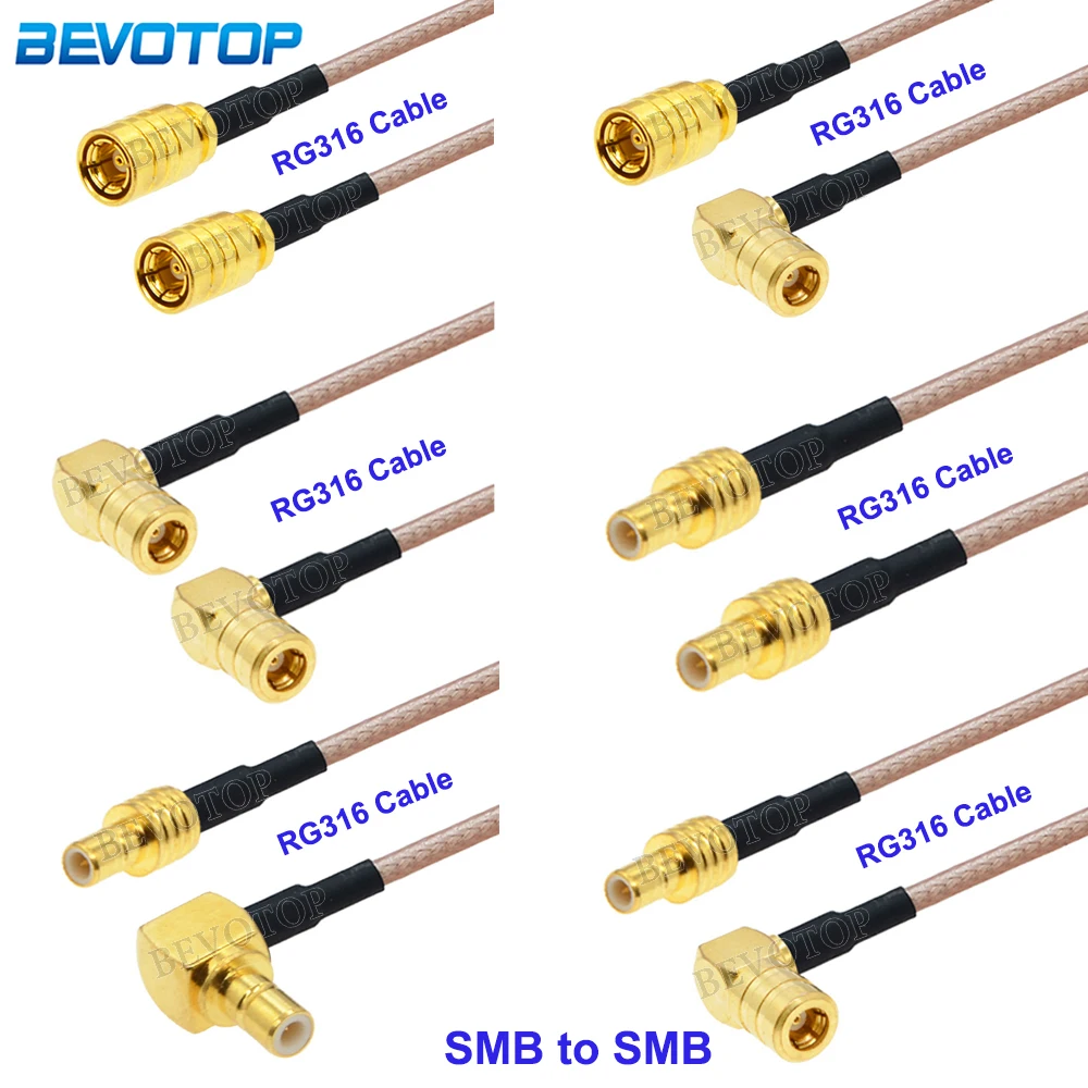 1Pcs SMB Male Plug to SMB Male/Female Connector RG316 Cable High-Quality Pigtail Jumper RF Connector 50 Ohm Low Loss 10cm-10m
