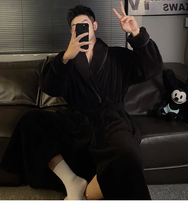 Plush robe men-black