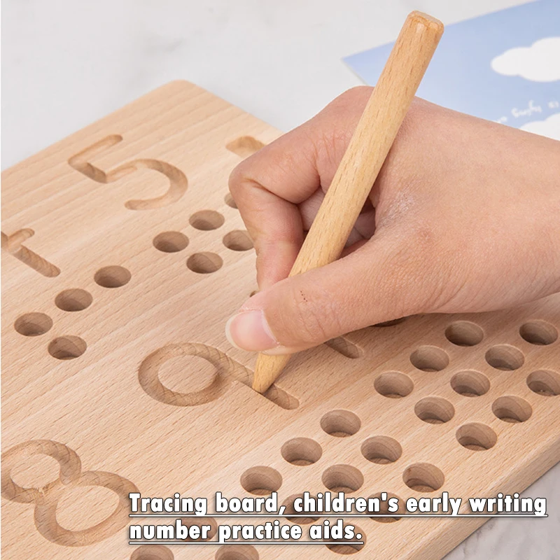 Puzzle Número de madeira para crianças, classificação Montessori brinquedos, 1-10 Digit Tracing Board, placa de prática logarítmica, contando brinquedos de matemática