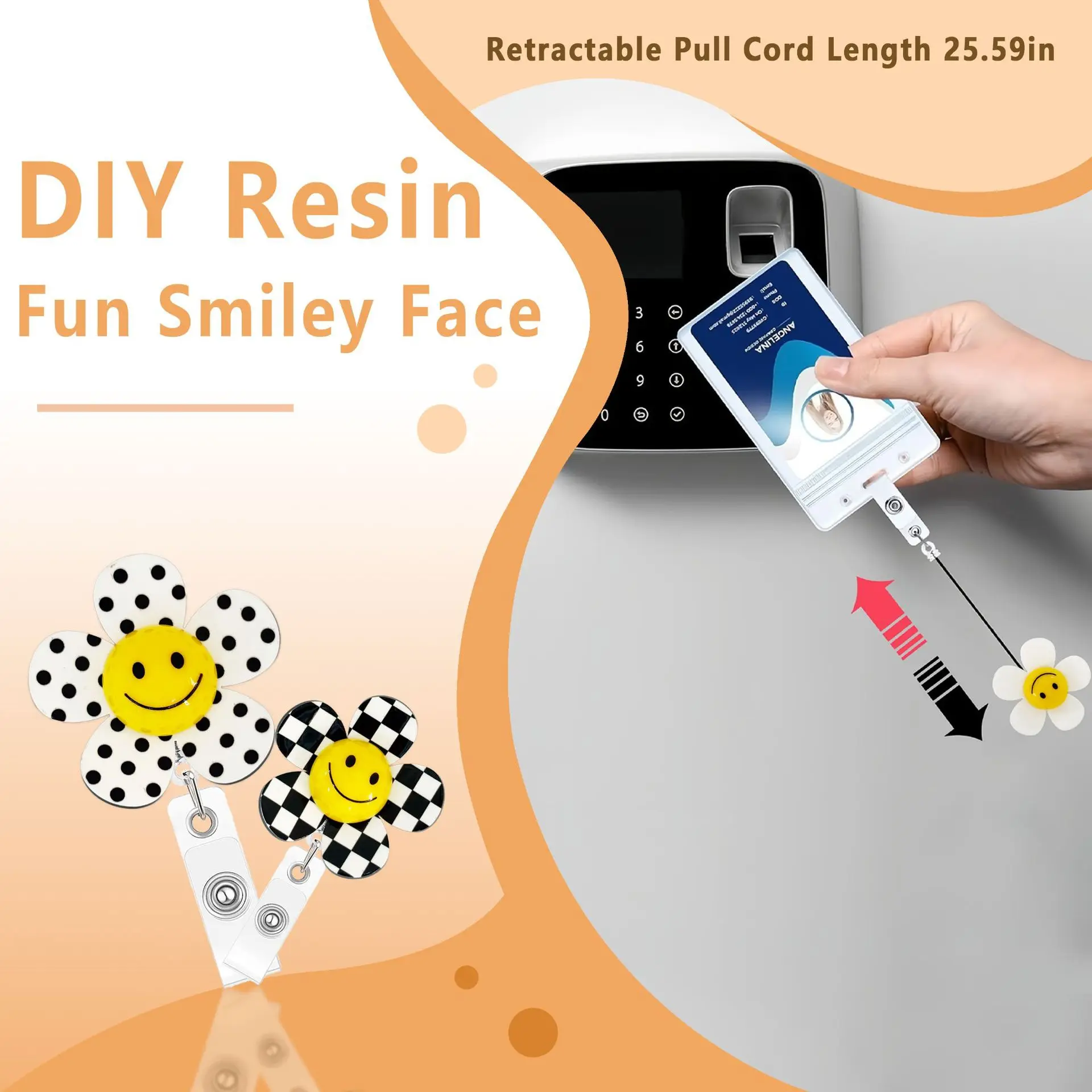 Hot Sales 1 Piece Shiny Acrylic Cute Sunflowers Retractable Nurse Badge Reel Student Teacher Doctor ID Card Holder Keys Lanyard