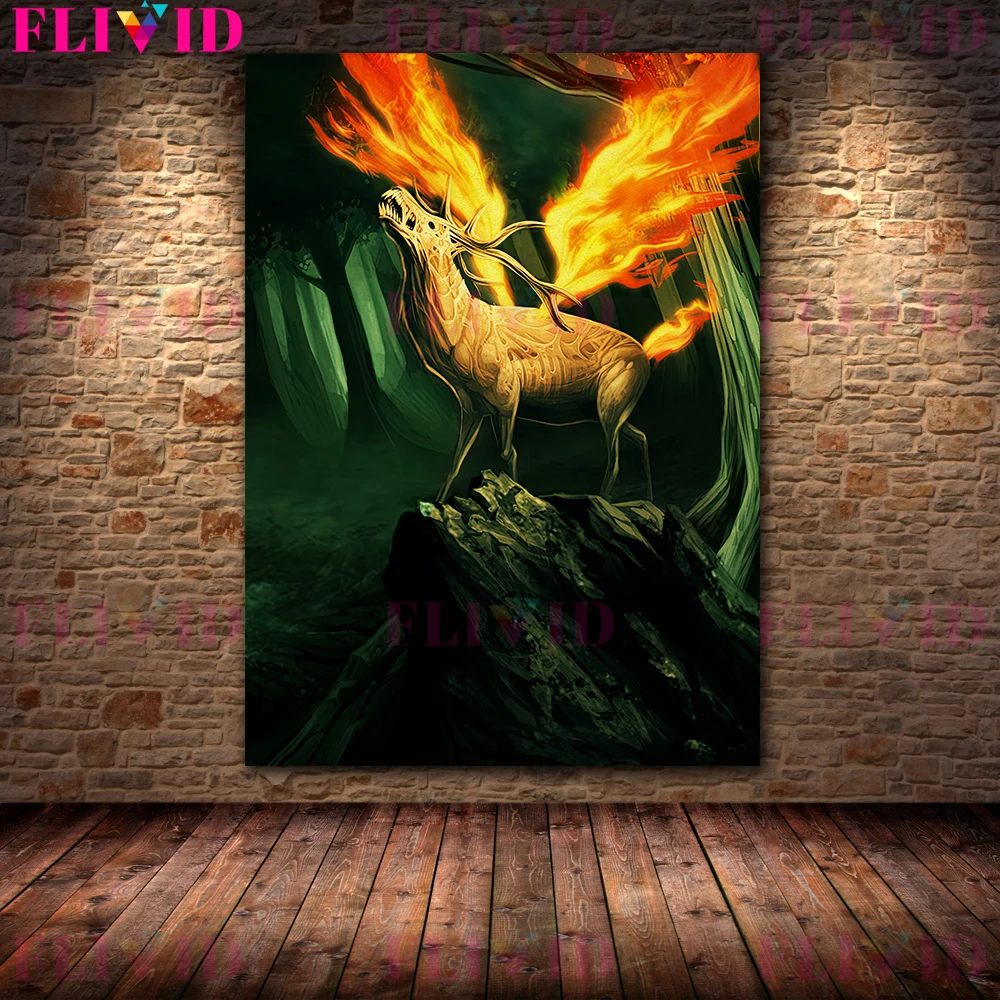 Patron Saint Of The Forest Vintage Wall Art Canvas Painting Magical Elk Mystery Creature Art Poster And Print Home Decoration
