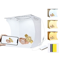 PULUZ 23cm Ring LED Panel Folding Portable Light Photo Lighting Studio Shooting Tent Box Kit with 6 Colors Backdrops