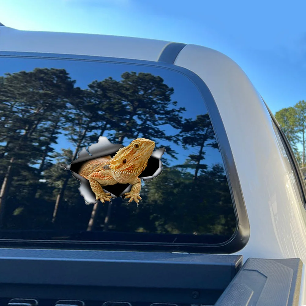 

Наклейка на автомобиль с бородатым драконом, слеза, металлическая светоотражающая наклейка, водонепроницаемая наклейка с изображением животного, декор автомобиля, наклейка для домашних животных