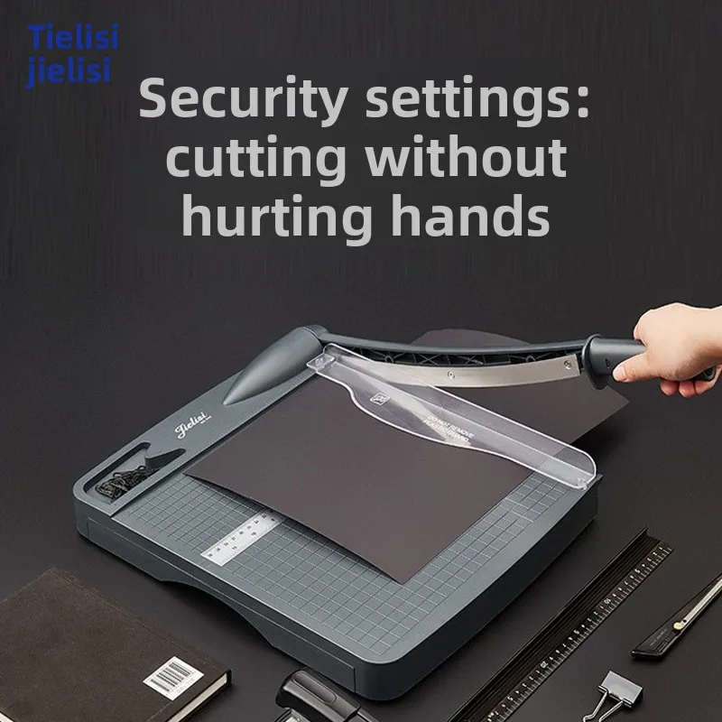 Portable Storage Paper Cutter with Stainless Steel Blade Safety Guard and Two Layer Tray for A4 Photo Card and Craft Trimming