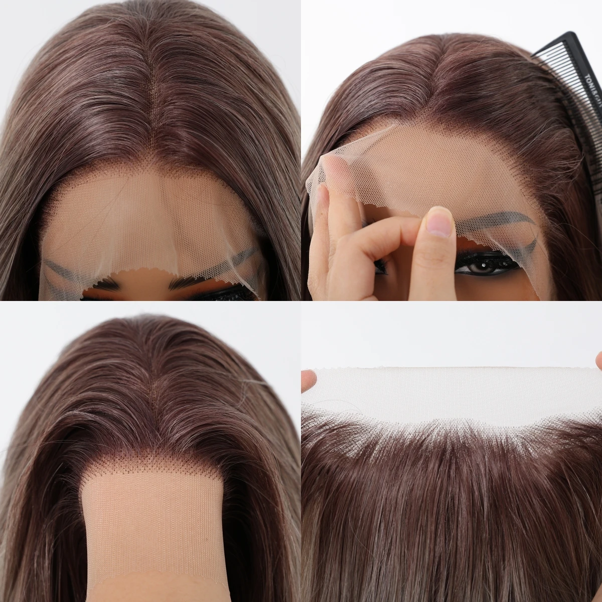 HAIRCUBE 13*4 Lace Frontal Natural Synthetic Wigs Ombre Brown Blonde Wavy Curly Wig For Women Daily Cosplay Heat Resistant Fiber