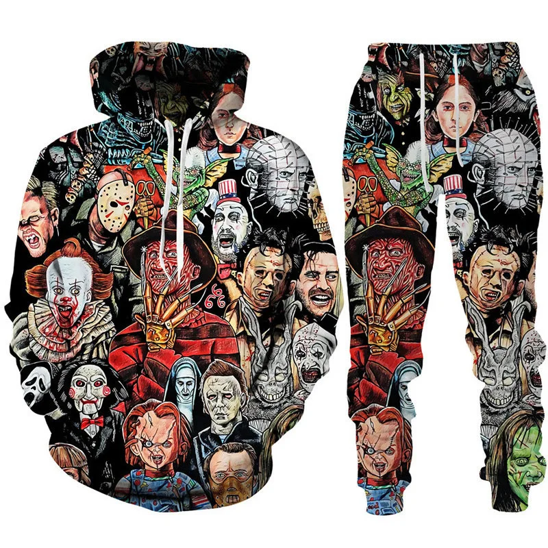 Horror Movie Michael Myers 3d Printed Hoodie+Pants Sweatpants Male Tracksuit Set Fashion Suit Autumn Winter Casual Sweatshirts