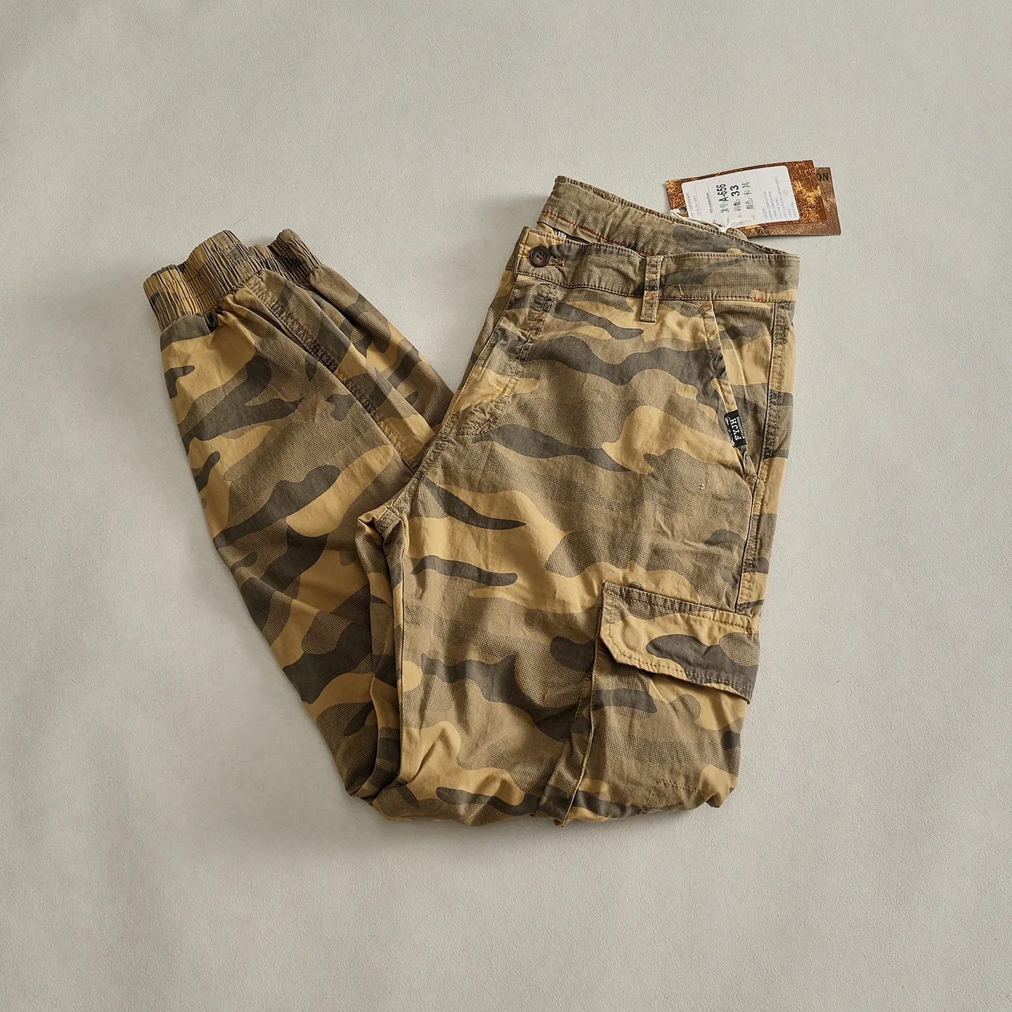 Autumn New American Retro Comfortable Camouflage Stretch Cargo Pants Men's Fashion Loose Multi-pocket Straight Casual Trousers