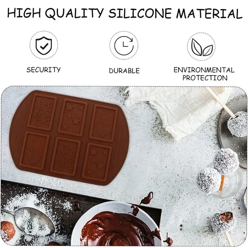 6-hole Silicone Chocolate Mold Christmas Silicone Cookie Mold Heart-shaped Letter Cake Mold Baking Tool