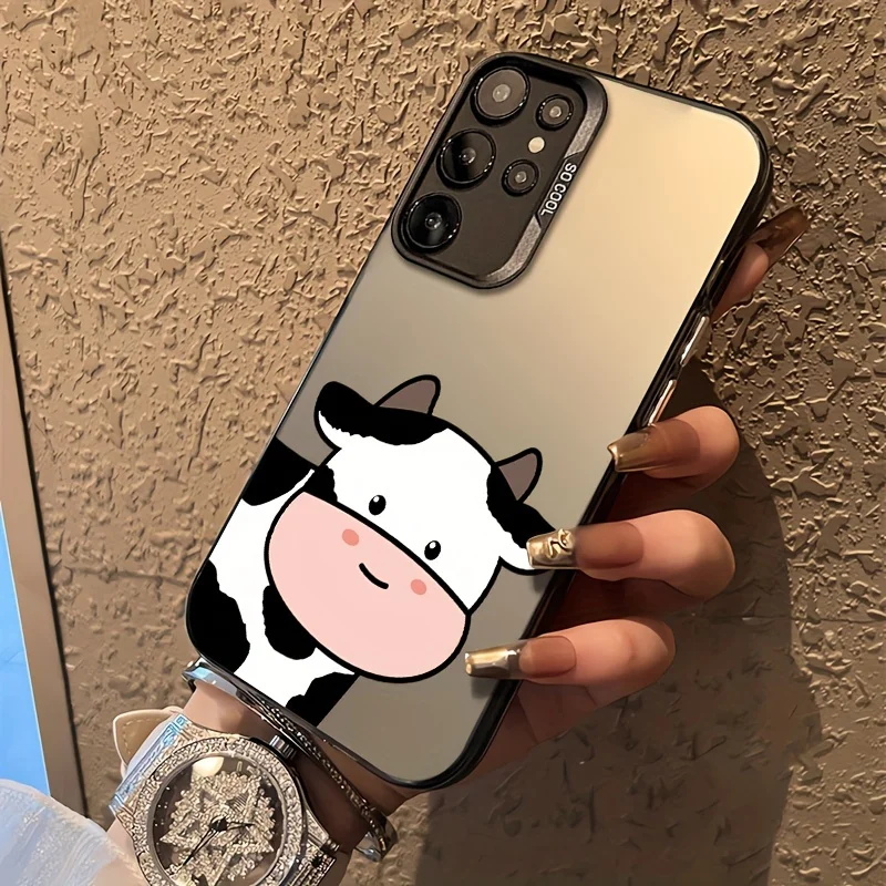 High Gloss Cute Cow Texture phone case 폰케이스 s26 ultra case s25 ultra case for Samsung Galaxy S26 S25 S24 S23 S22 FE,Ultra,Plus