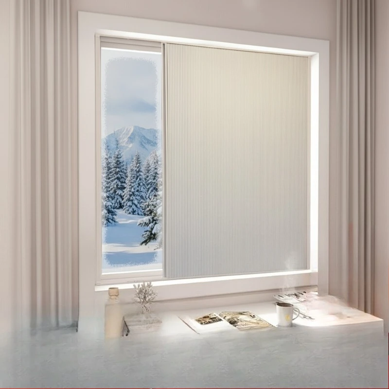 

cold-proof and warm artifact, non-punching bay window to keep out the cold, honeycomb curtain, full blackout honeycomb curtain