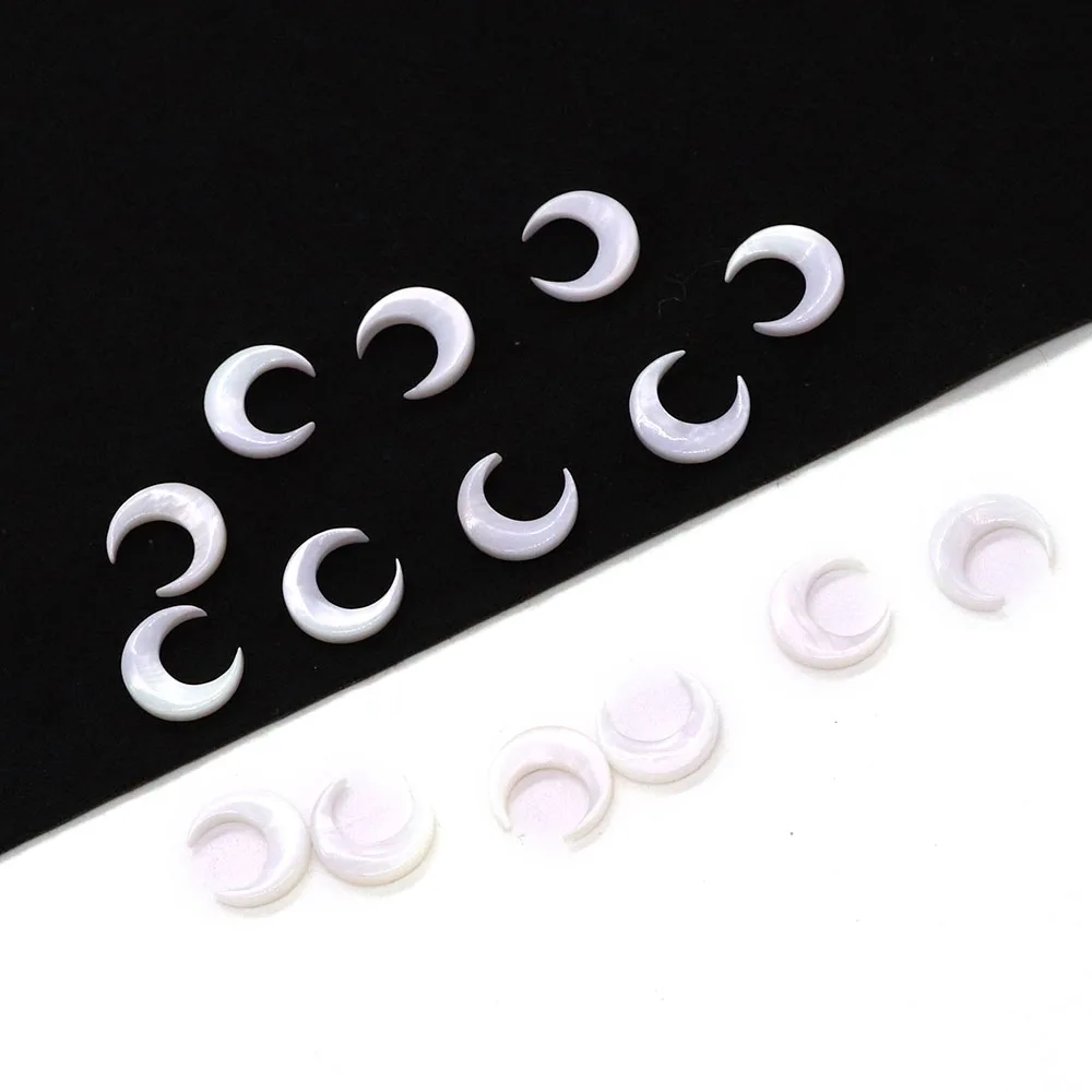 Natural Freshwater Shell Scattered Beads 10mm Moon Shaped Mother of Pearl Non Porous Bead Jewelry Making DIY Earrings Necklace