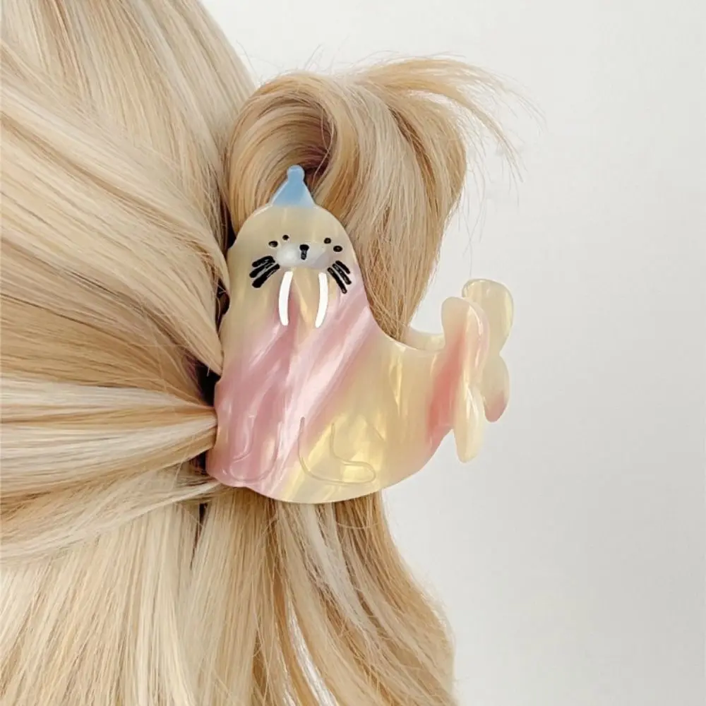 

Fashion Sea Lion Seal Acetate Hair Clip Geometry Lovely Ocean Animal Shark Clip Ponytail Clip Novetly Creative Hair Claw Travel