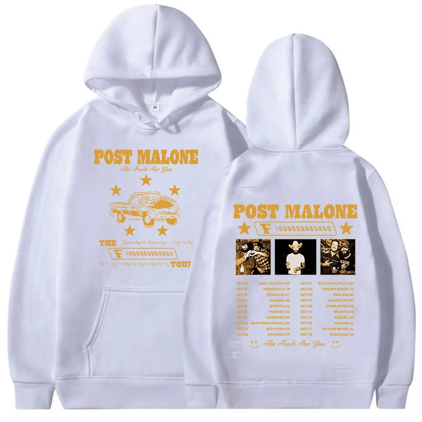 Retro P post M Malones Tour 2024 Album felpa con cappuccio da uomo Hip Hop Fashion Pullover felpa Unisex abbigliamento Casual oversize con cappuccio