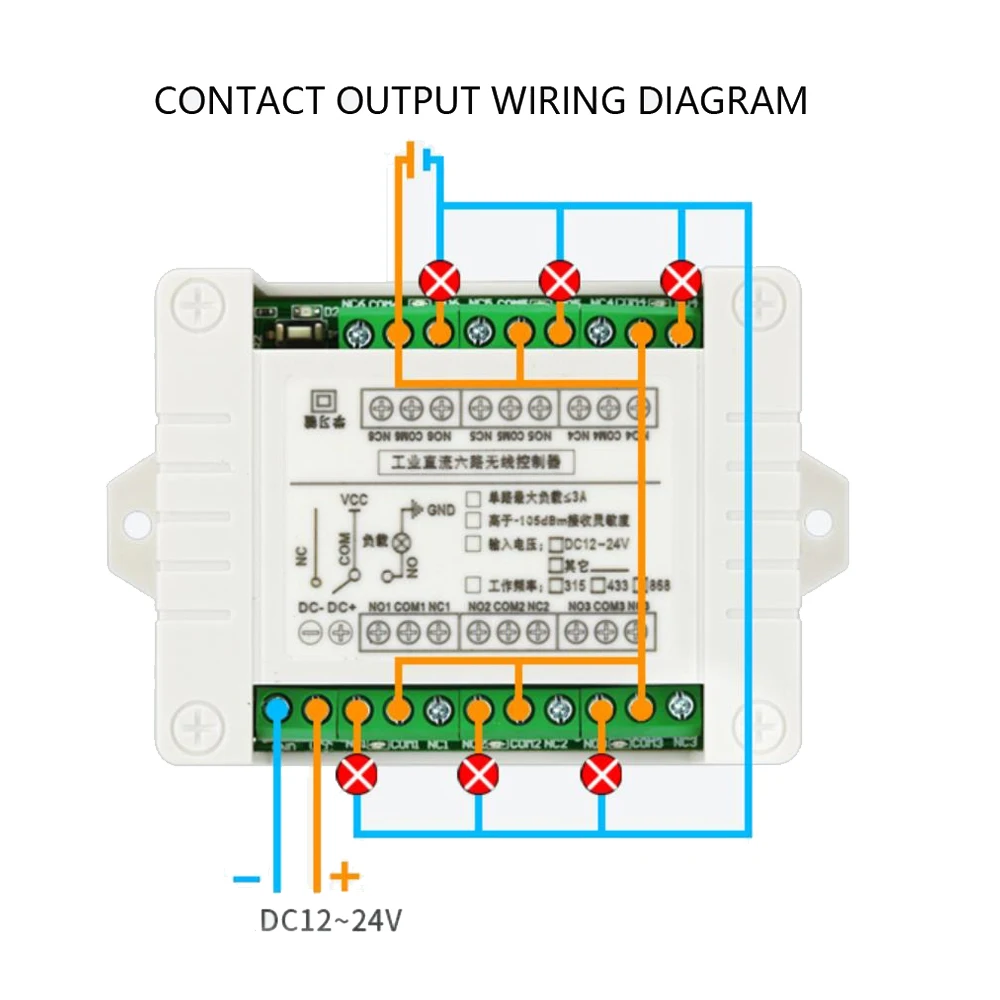 433 MHz DC 12V 24V 6 Channels RF Wireless Remote Control Switch System Receiver Transmitter 10A Relay Controller