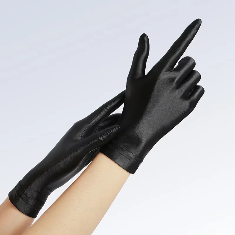 Solide Ultradünne Kurze Hochelastische Ölglanz-Handschuhe für Männer und Frauen Transparente Sexy Cosplay Bühnenauftritt Sonnenschutz Fahrhandschuhe – Detail 3