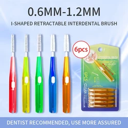 6Pcs Slidable Interdental Brush Soft Toothpicks Orthodontic Clean Between Teeth Brush Sliding Inter Dental Picks