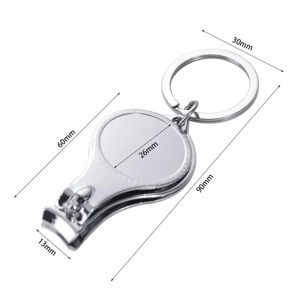3 in 1 Nail Clippers Keychain Multifunctional Toenail Pedicure Bottle Opener Kering Metal Round Shape Nail Cutter Bottle Opener