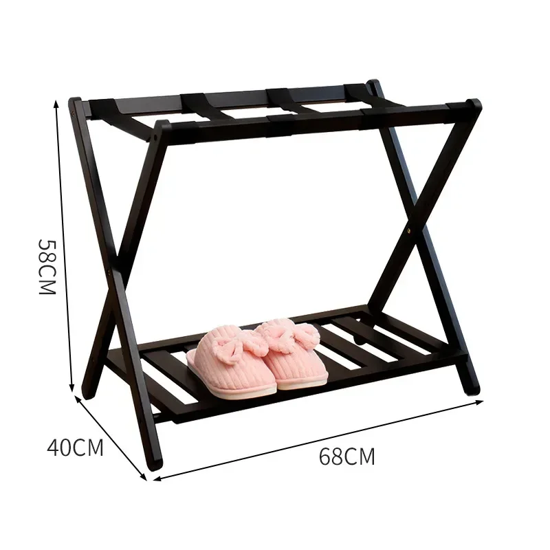 JOY Wholesale Bamboo Folding Bedroom Double Layer Storage Rack Hotel Room Luggage Rack Source Factory Bamboo Gift Rack