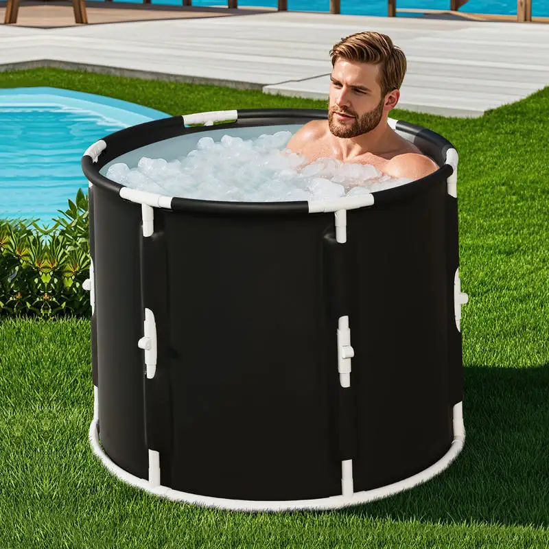 

66 Gal Foldable Ice Bath Tub with Lid for Adult