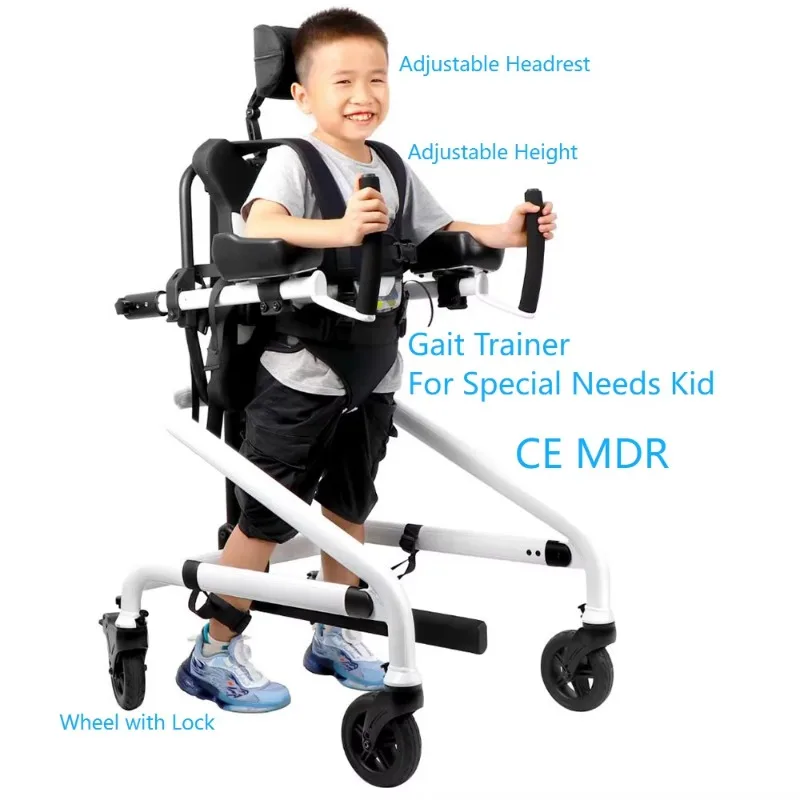 GT01 CE Adjustable Pediatric Gait Trainer with Headrest Harness Seat Splitter for Disabled Special Needs Children