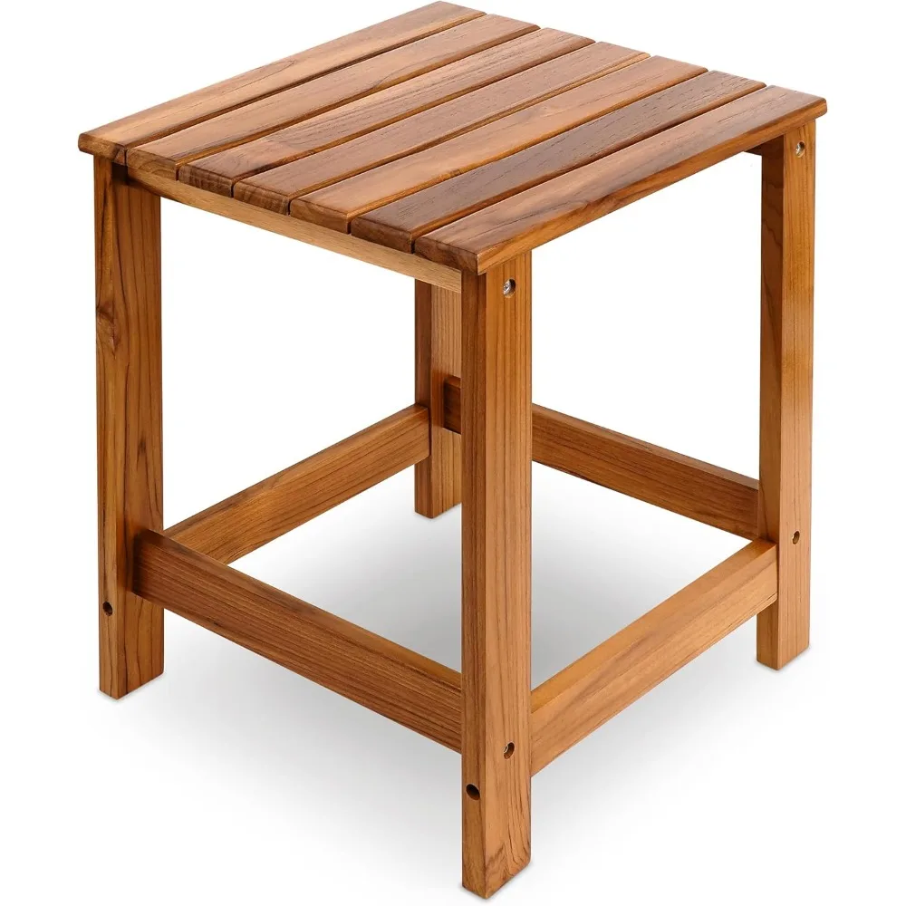 

Teak Outdoor Side Table for Patio, Pool Coffee Accent Table, Wood End Tables for Garden, Backyard, Bed, Living Room, Couch