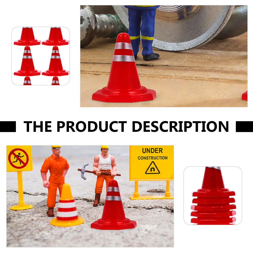 60pcs Miniature Traffic Road Cones Plastic For Diy Sand Table Layout Construction Scene Roadblock Simulation Decor