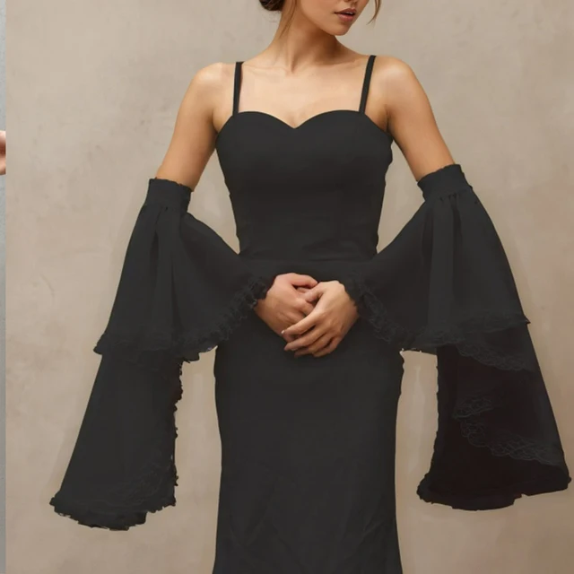 Elegant Chiffon Sleeves Cover Arms Wedding Dress Arm Warmers Accessories Marriage Outdoor Detachable Sleeves for Women 2