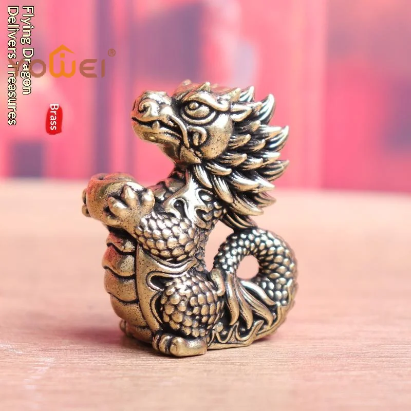 Latest 1PC Antique Dragon Statue Ornament Moveable Body Joints Exhibition Hall Decor Zodiac Animal Brass Crafts Collection