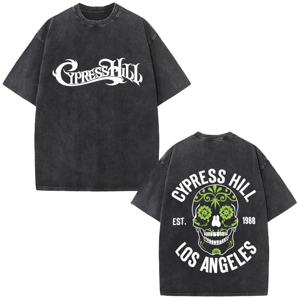 

Washed Vintage Rapper Cypress Hill Skeleton Graphic T-shirt Men Women Hip Hop Oversized T Shirts Men's Fashion Trend Streetwear