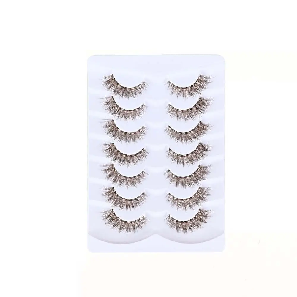 7 Pairs Simulation Eye Eyelashes Lash Strips Clear Stem Cat Eye Faux Mink Lashes Lashes Extension Reusable