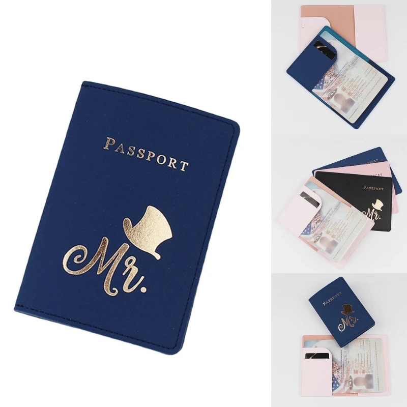 Porta pasaporte cuero PU a Protector tarjetas crédito viaje, amante, pareja, regalo boda para mujeres y