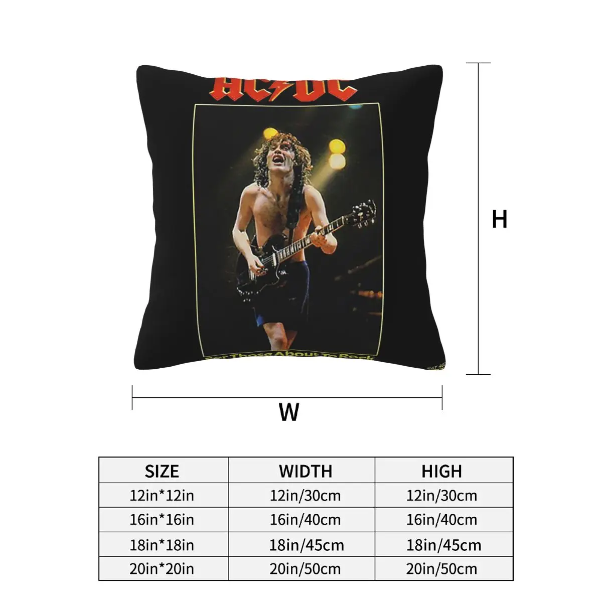 Rock Band AC DC 2 pcs Square Pillowcase Pillow Cover Cushion Decor Comfort Throw Pillow for Home Car