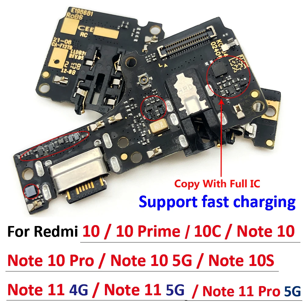 USB Charging Port Microphone Dock Connector Board Cable Repair Parts For Xiaomi Poco M3 Pro Redmi 10C Note 11 10 5G Pro 10S 11E