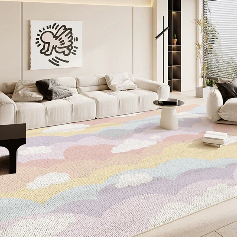 Tapis coloré décoratif pour chambre à coucher, confortable, doux, grand, antidérapant, lavable en Machine, pour salon