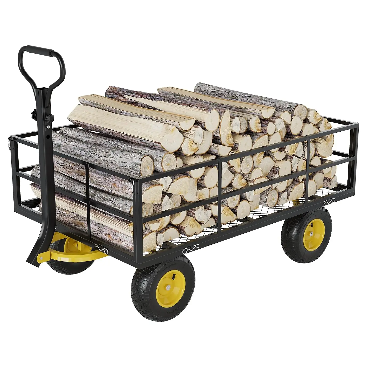3-in-1 Heavy-Duty Steel Garden Cart, 1200 Lbs Garden Wagon, with 13 Inch All-Terrain Tires and Removable Mesh Side Panels